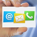 phone, email and letter on card