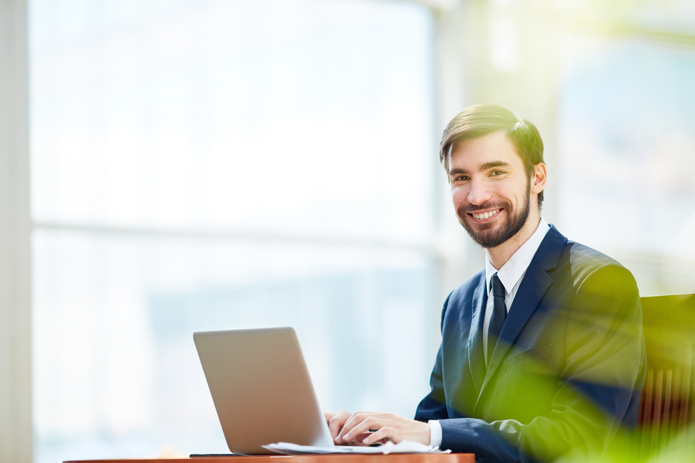 Manager with laptop